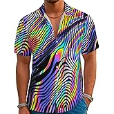 Funny Hawaiian Shirts for Men Retro Button Down Short Sleeve Summer Beach Aloha Shirts Holiday Theme Party Shirt