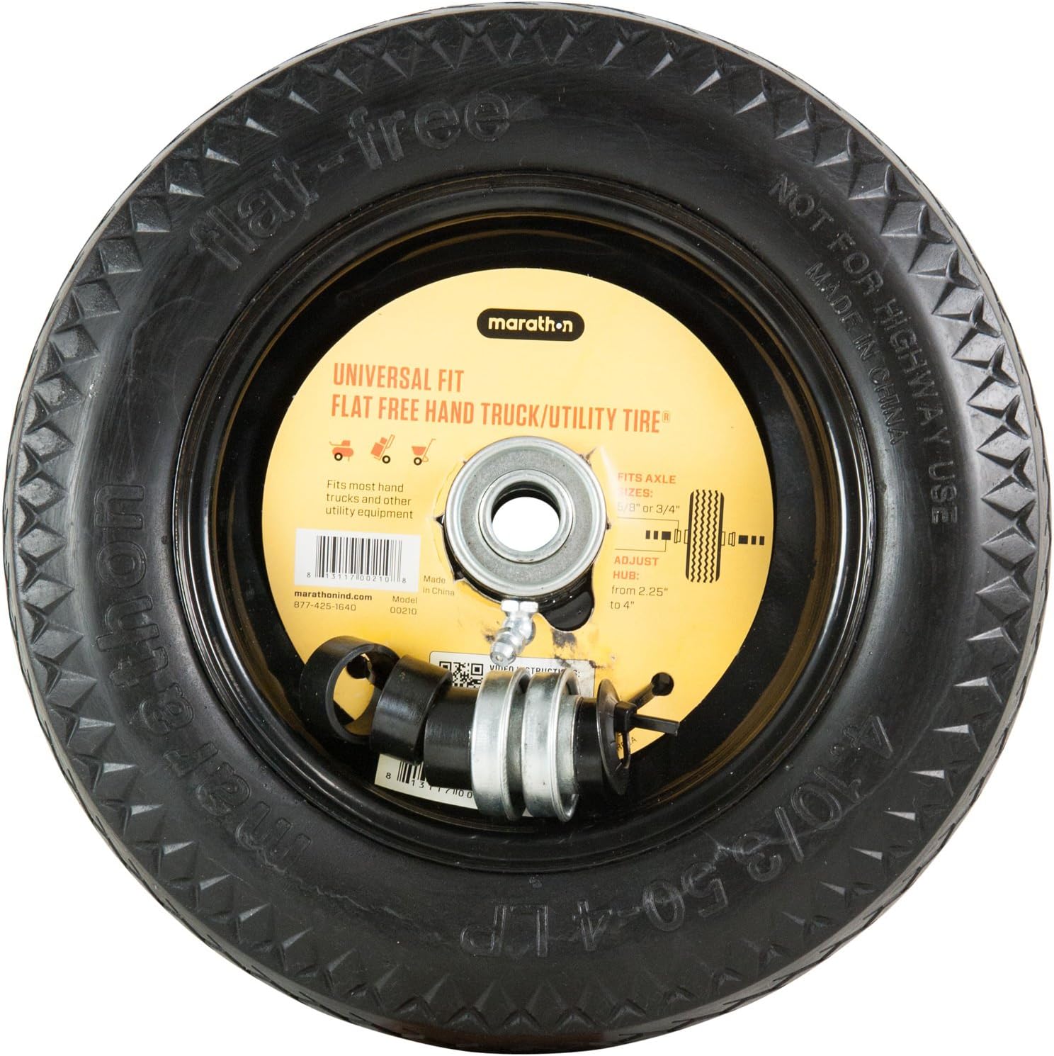 Marathon 00210 Universal Fit, Flat Free, Hand Truck All Purpose Utility Tire, 4.10/3.50-4": Garden & Outdoor
