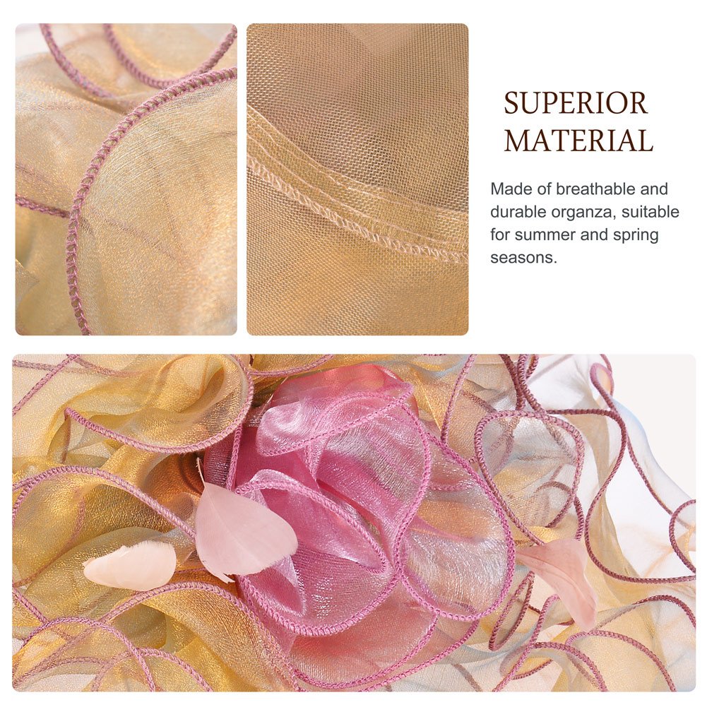 Vbiger Women Oganza Summer Beach Church Hat Ascot Race Derby Hat for Cocktail Tea Party Wedding(Yellow)