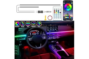 Jushope Interior Car LED Strip Lights, Acrylic LED Lights for Car with Dreamcolor Chasing, USB RGB Car Ambient Lighting Kits, Music Sync Dynamic Start Scan (43.3+14.5 inches)