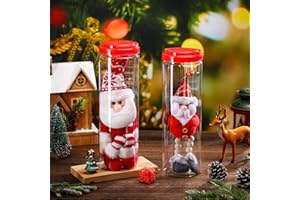 Newtay 2 Pcs Christmas Elf Carrier 4.2 x 4.2 x 12 Inch Xmas Plastic Jars Transparent Storage Containers with Lids for Christmas Decoration (Elf Not Included)