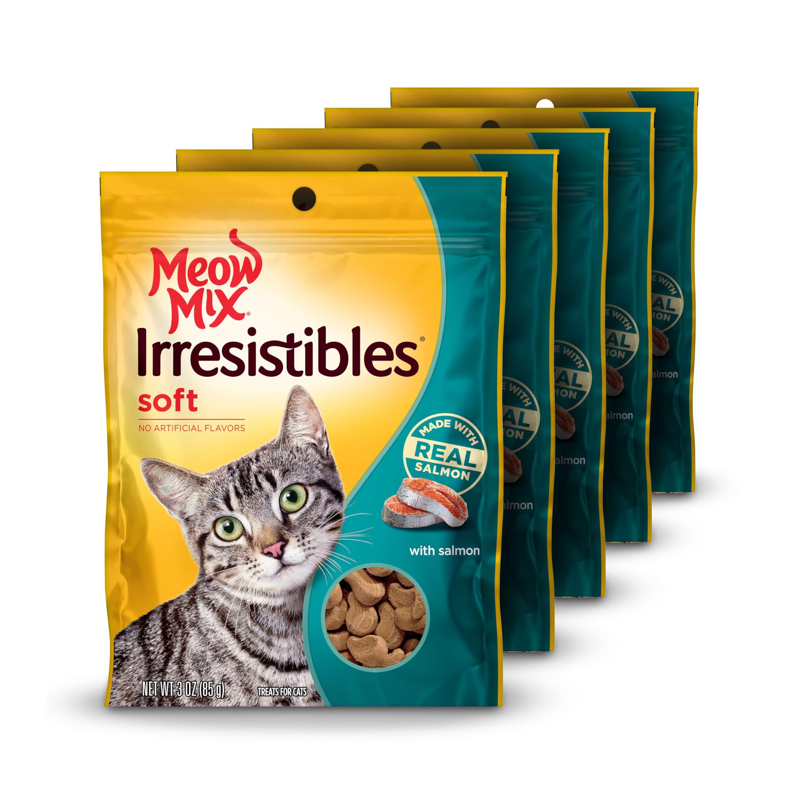 Photo 1 of Meow Mix Irresistibles Soft Cat Treats, Salmon, 3 Ounce (Pack of 5)