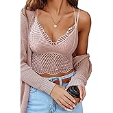 Avidlove Lace Bralette for Women Deep V Neck Lace Camisoles Racerback Double-Layered Crop Top Dark Khaki