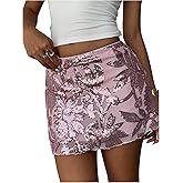 MakeMeChic Women's Sequin Mini Skirt Glitter Ruched Summer Vacation Party Concert Short Skirts
