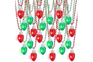 Sureio 24 or 36 Pack LED Light up Christmas Necklaces Xmas Party Favors Christmas Glow Necklace Holiday Light up Necklace LED Accessories for Stocking Stuffers Novelty Gift Decorations