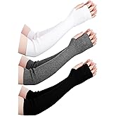 Eurzom 3 Pairs Wool Blended Arm Warmers for Women Long Fingerless Gloves Knit Wrist Warmers with Thumb Hole Soft Winter Gifts