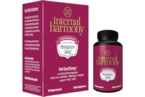 Internal Harmony Menopause Relief for Women - Hot Flashes and Night Sweat Relief, Reduce Stress, Calming and Energy Support contains geniVida, KSM-66 Ashwagandha, DIM, Dong Quai, Black Cohosh, 60 capsules