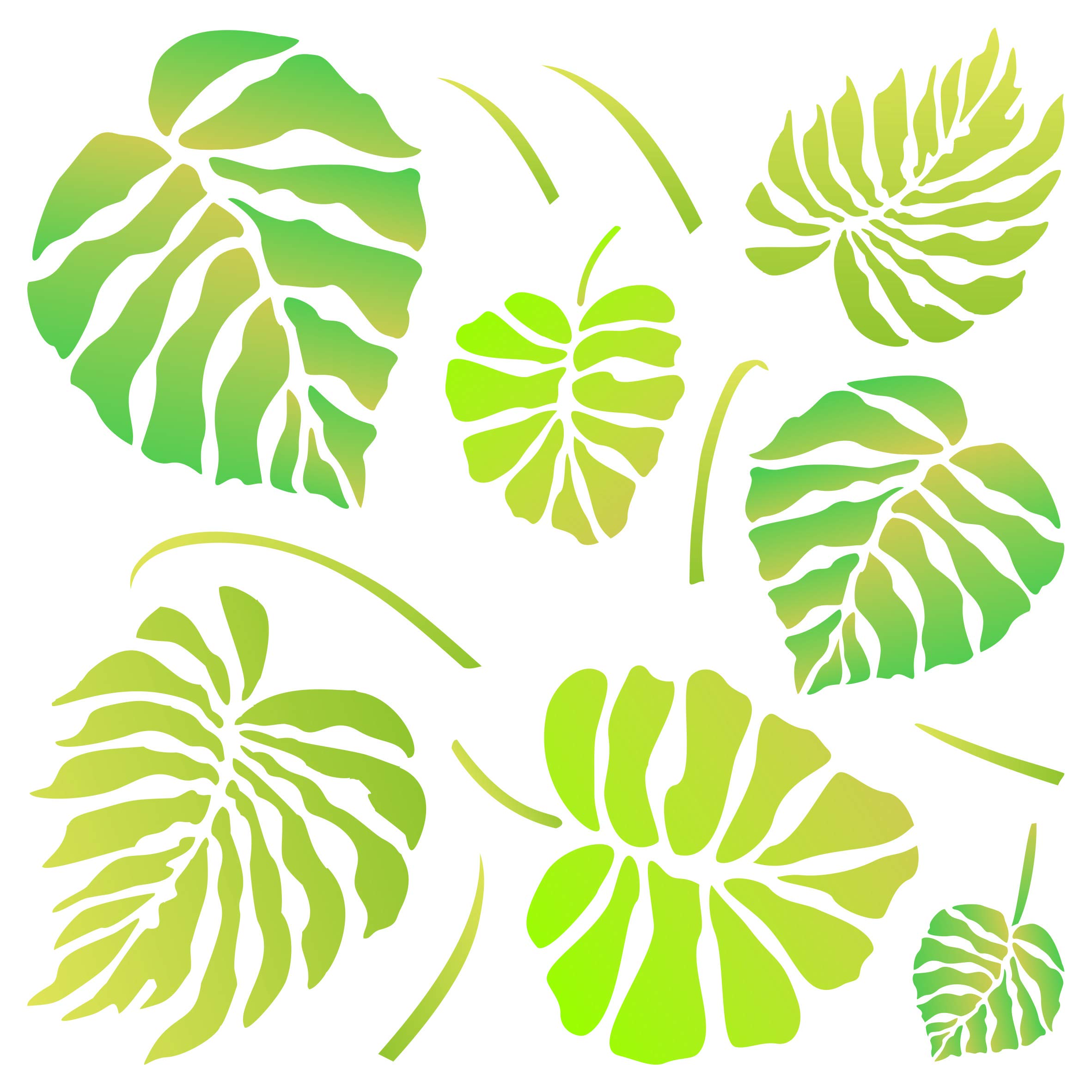 Monstera Leaves Stencil - 16.5cm x 16.5cm (S) - Reusable Large Tropical Philodendron Wall Stencil Template