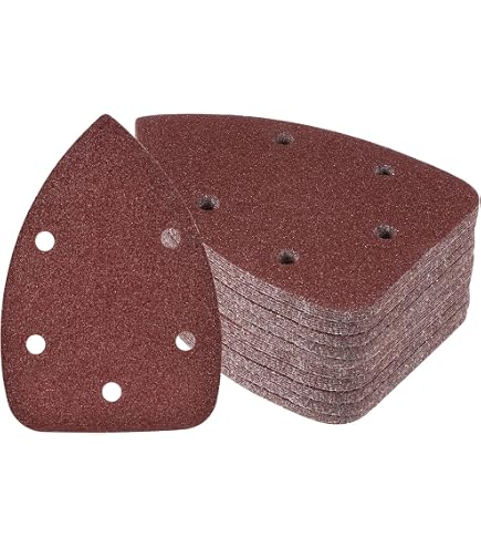 Kozelo 50-Pack 600 Grit Triangle Detail Sander Sandpaper – 12-Hole Hook & Loop Aluminum Oxide Pads For Wood, Metal, Furniture & Auto Polishing