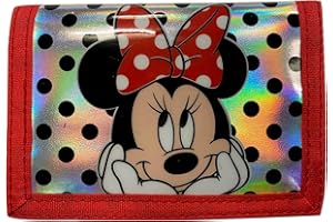 Minnie Mouse Kids Wallet with Zipped Coin Compartment & Card and Note Slots, Red, 13 X 9 X .7cm, Modern