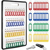 RattanView Key Hook Board Rack Wall‑Mounted with 40 Pcs Plastic Tags | 23.4 x 15.5 Inch Key Holder Wall Mount with 38 Hooks Tabs Colored Labels for Car Dealer Hotels Office Storage Organization
