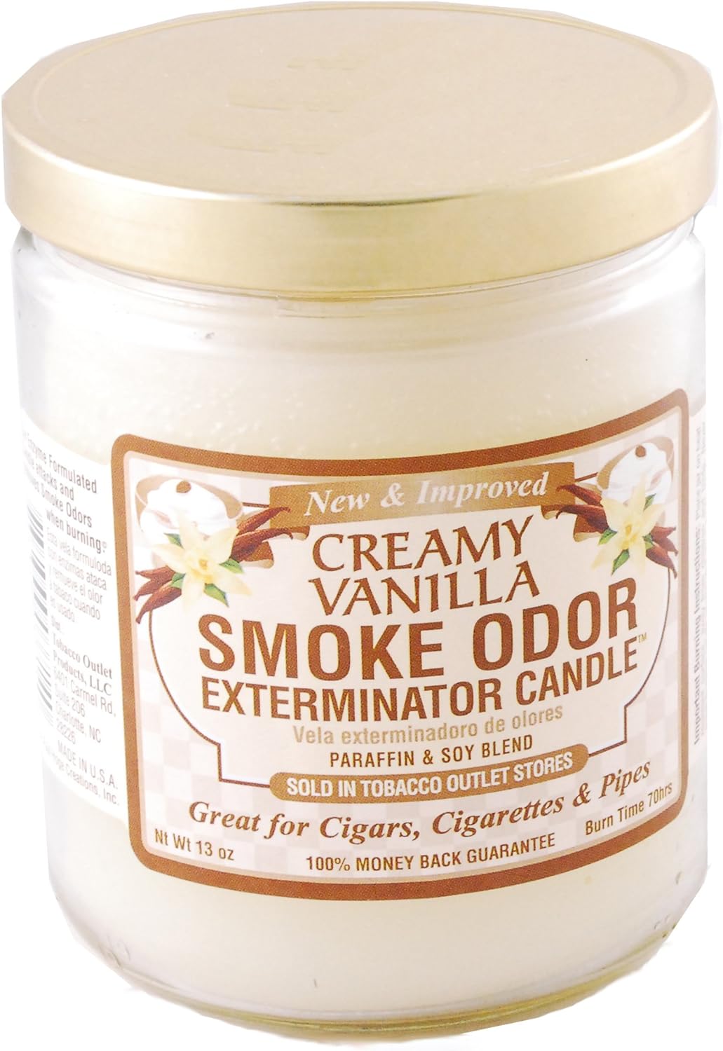 Odor Exterminator Candle Creamy Vanilla 13once by Smokers Candle