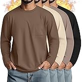 August Alley 4 Pack Men's Big and Tall Thermal Shirts Fleece Lined Long Sleeve Underwear Top Crew Neck Undershirts Base Layer