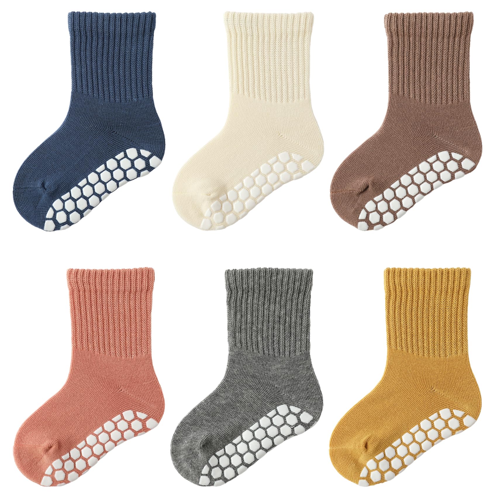 Photo 1 of Zumou Toddler Non Slip Crew Socks Anti Skid for Baby Little Boys Girls Kids (0-6 months,Assorted 6 Pairs)