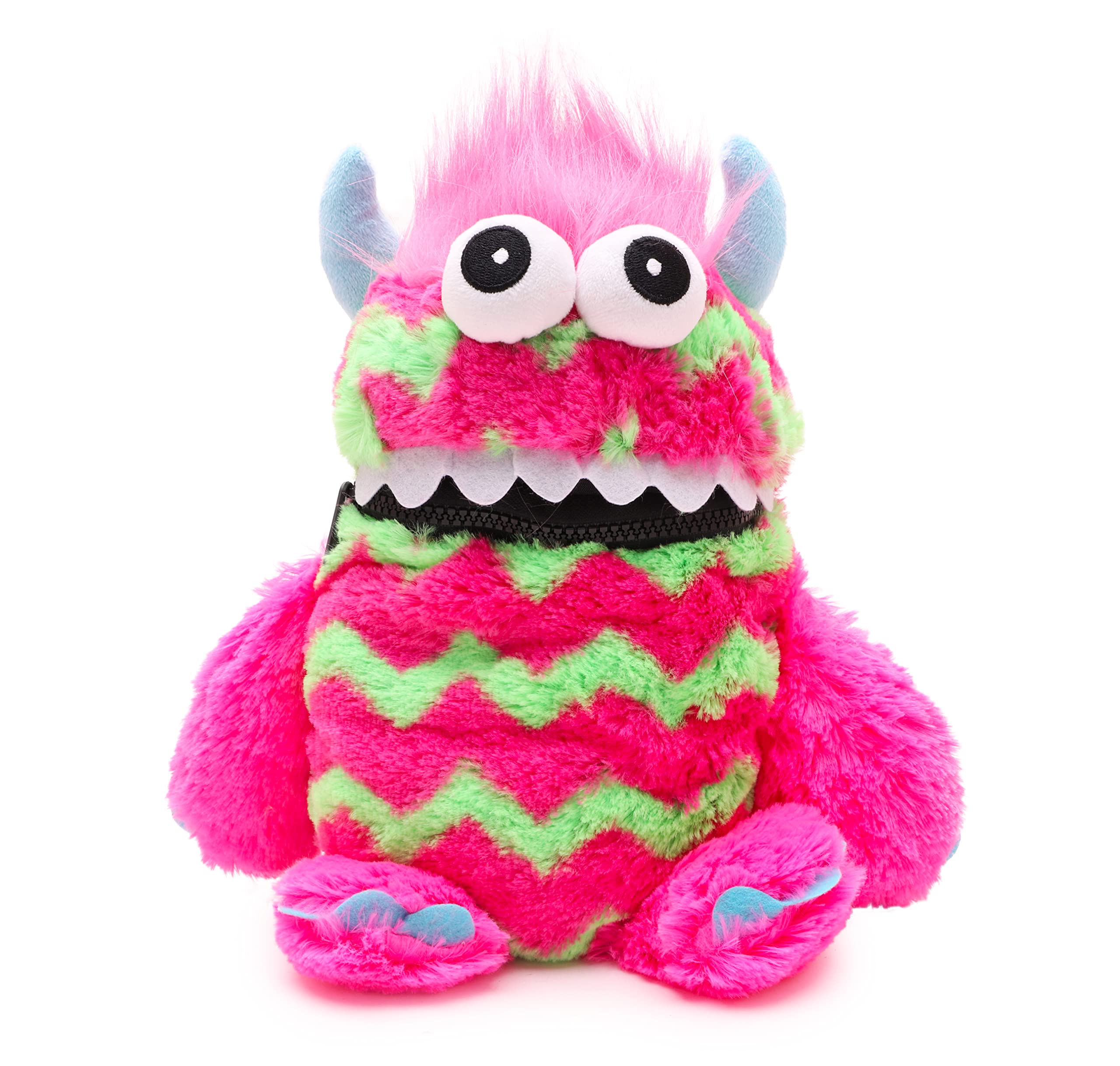Toyland® 9" (23cm) Pink & Green Colour Worry Monster Plush Soft Toy - Loves Eating Your Worries
