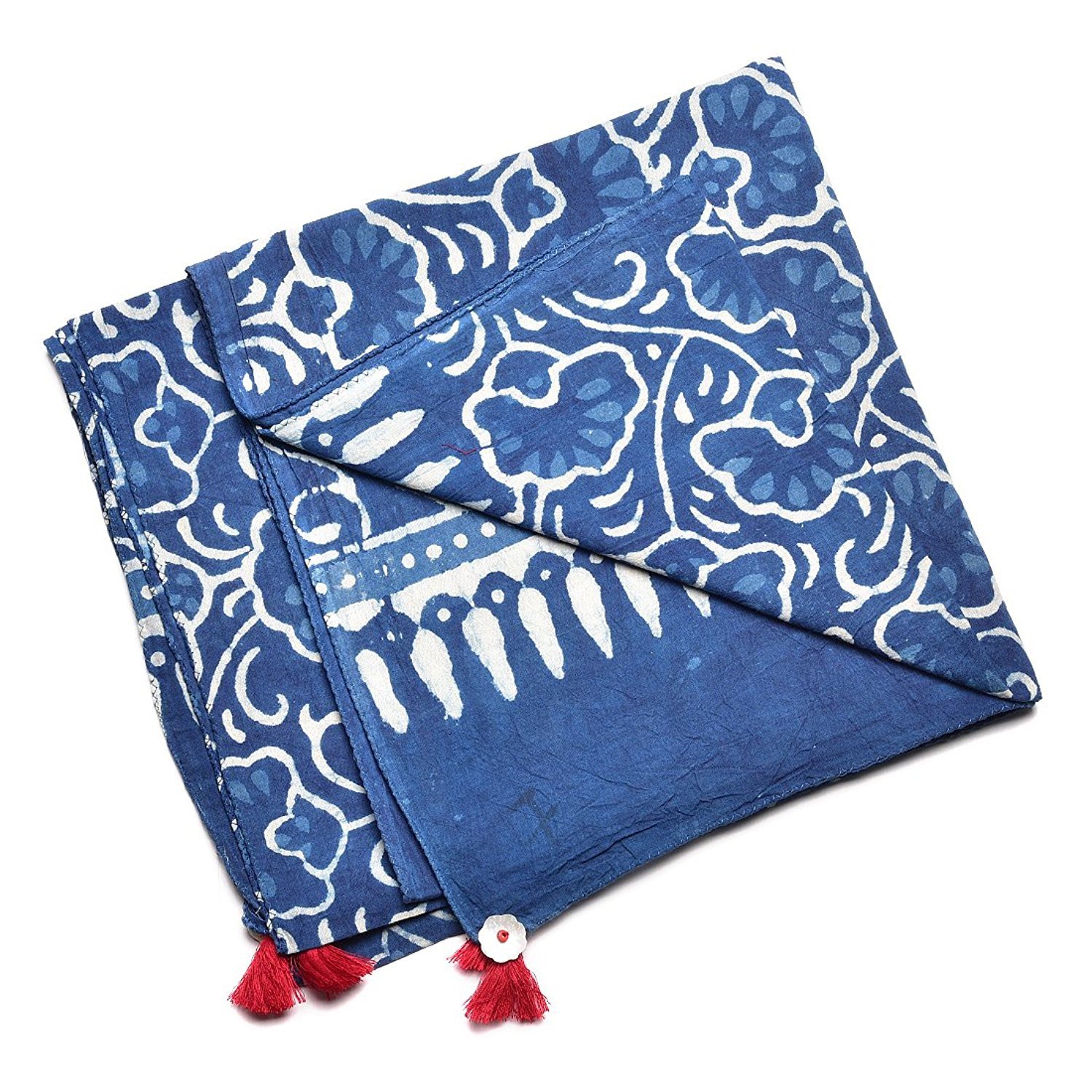uravi pure cotton indigo hand block printed stole