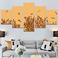 SIGNWIN 5 Panel Canvas Wall Art Modern Art Birds Bohemian Expressive Group Multicolor Photography for Home Decorations Ready to Hang - 60