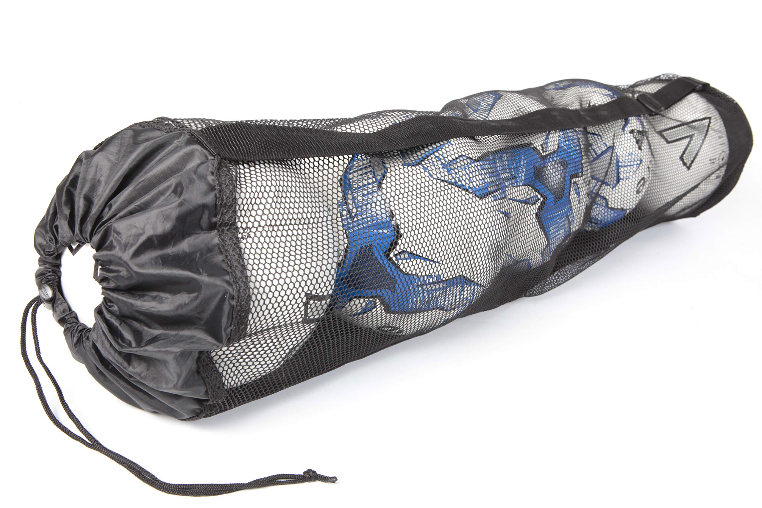 Fitness Health Drawstring Football Ball Bag Soccer Ball Net with Shoulder Strap (5 Ball Carrier) Black Sack