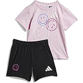 adidas Unisex-Baby Smiley World Summer Set, Clear Pink/White, 2 Years
