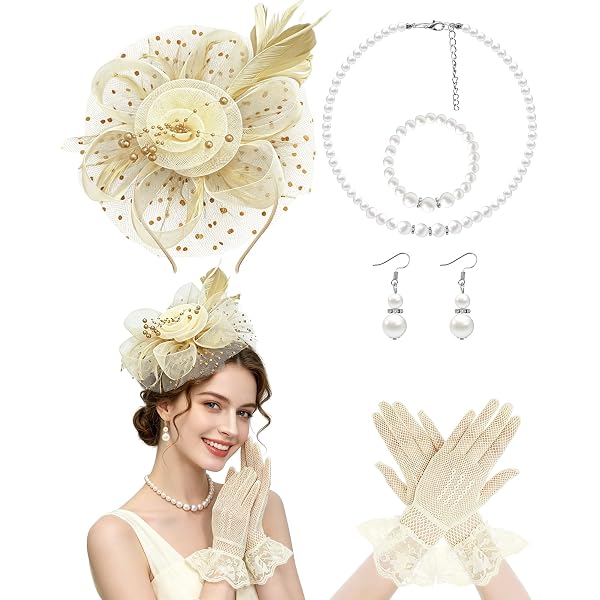 Bniksok 5-Pack Khaki Apricot Fascinator Hat for Women Tea  display picture 1