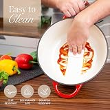 nuovva Enamelled Cast Iron Dutch Oven 5 Quart Red 24cm with Lid view 8