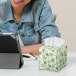 Talayituse Green Leaf Print Tissue Box Cover Square