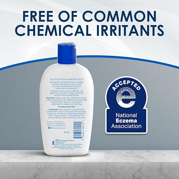 VANICREAM GENTLE BODY WASH -12 FL OZ – FORMULATED WITHOUT COMMON IRRITANTS FOR THOSE WITH SENSITIVE SKIN