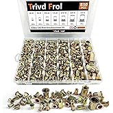Trivd Frol 830PCS SAE Rivet Nut Tool Kit, 6-32 to 1/2-13 | Galvanized Carbon Steel Flat Head Rivet Nuts Assortment Kit, Threaded Insert Rivnuts 8-32,10-24,1/4-20,5/16-18,3/8-16,1/2-13