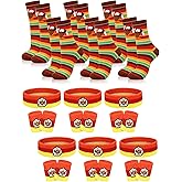 Liitrsh 18 Pcs Turkey Trot Costume Kit Thanksgiving Fall Turkey Running Socks and Headband Wristbands Sets Holiday Long Socks for Men Women