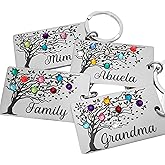 Family Tree Birthstone Key Chain, Grandma Gift, Personalized ANY NAME, Birth Month Crystal, Gift For Mom From Grandkids, Mimi Nana Grammy…