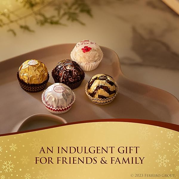 FERRERO COLLECTION CHOCOLATE GIFT BOX GRAND ASSORTMENT, HAZELNUT, DARK, COCONUT, ALMOND, AND CAPPUCCINO HOLIDAY BOX OF CHOCOLATES GIFTS, CHRISTMAS CANDY, 24 COUNT, 8.7 OZ
