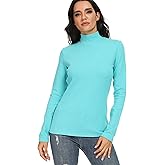 HieasyFit Women's Cotton Mock Turtleneck Long Sleeve Basic Thermal Top