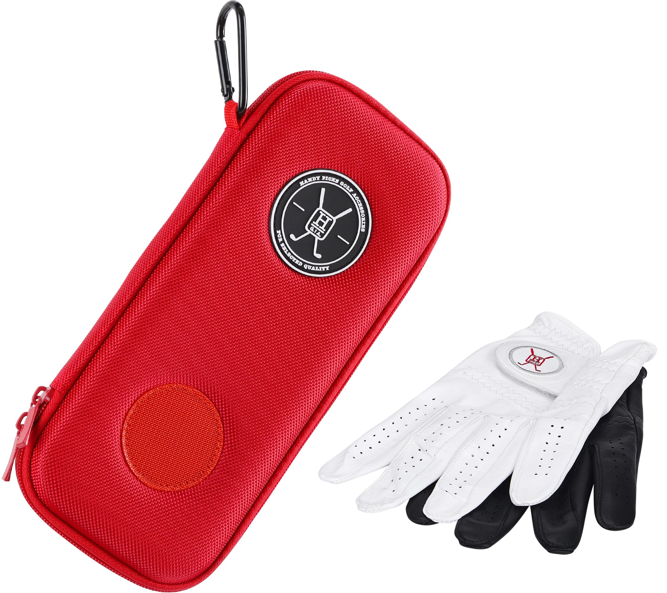 Handy Picks Performance Golf Glove Case - Golf Gloves Holder Case That Protects n Keeps Your Golf Gloves Neat n Dry - Air Flows Through on The Back Cover to Let The Moisture Out (Red)