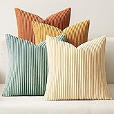 MIULEE Boho Farmhouse Throw Pillow Covers 18x18 Inch Set of 4 Summer Modern Natural Decorative Cushion Covers Soft Corduroy Spring Decor for Couch Bed Sofa Living Room Orange Teal Gradient Series