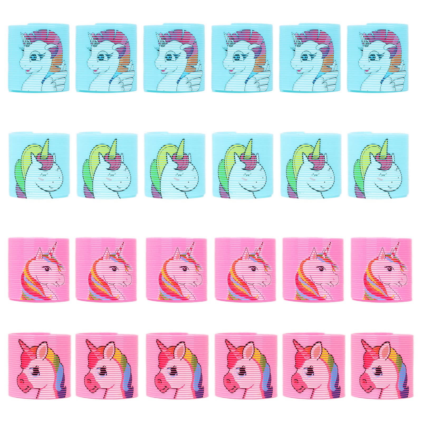 Mini Slinky Unicorn Springs Toy for Party Bag Fillers,24pcs Coil Mini Springs Bulk Toy,Fidget Pink Blue Unicorn Stretchy Toys,Classroom Prizes for Kids Boys Girls Pinata Party Favour Stocking Fillers — image 1