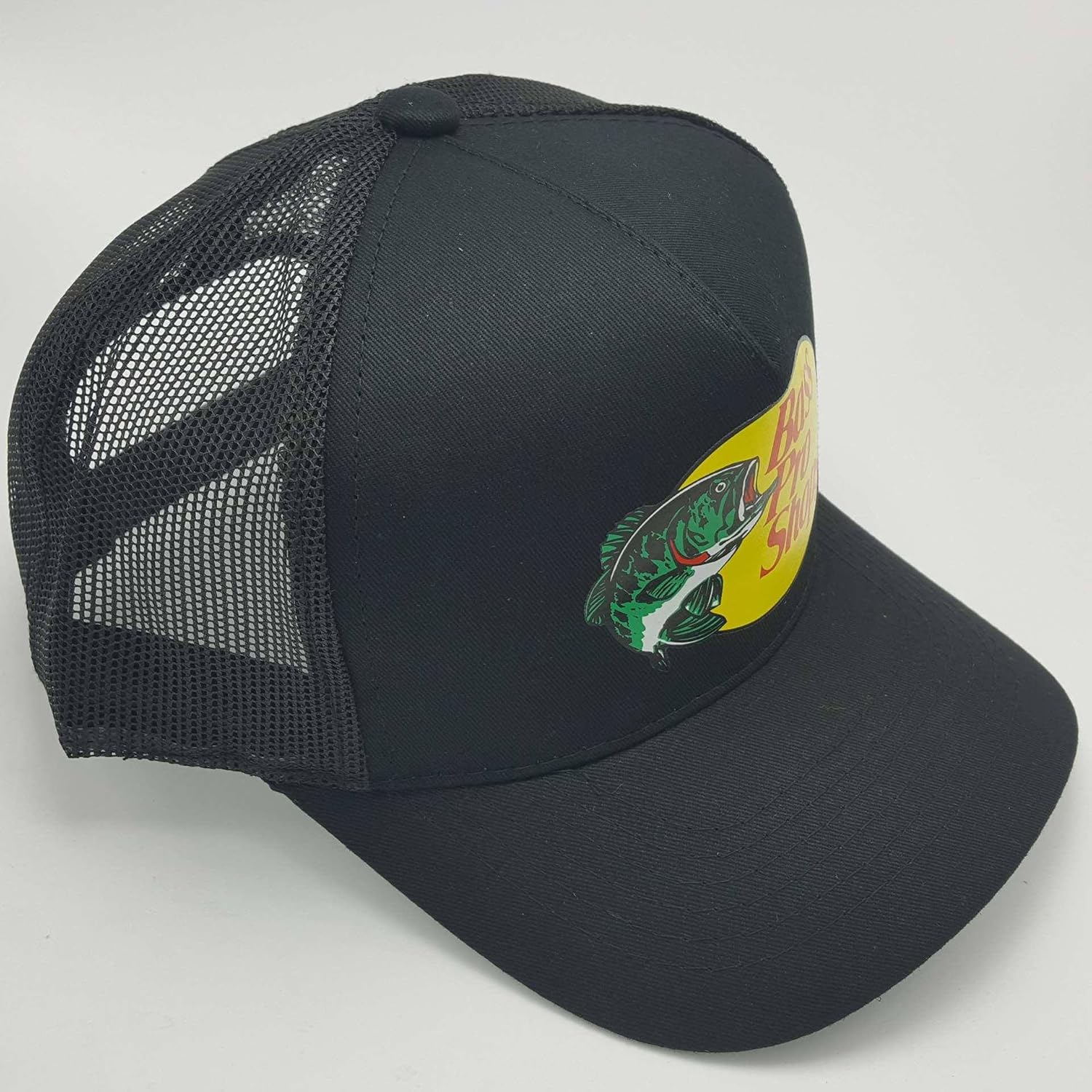 Bass Pro Shop Men's Trucker Hat Mesh Cap - One Size Fits All Snapback Closure - Great for Hunting & Fishing (Black): Clothing
