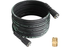 STYDDI M22-15mm Heavy Duty Steel Braided and Rubber Pressure Washer Hose for Sun Joe SPX Series, Kink Resistant, 2900 PSI X 1