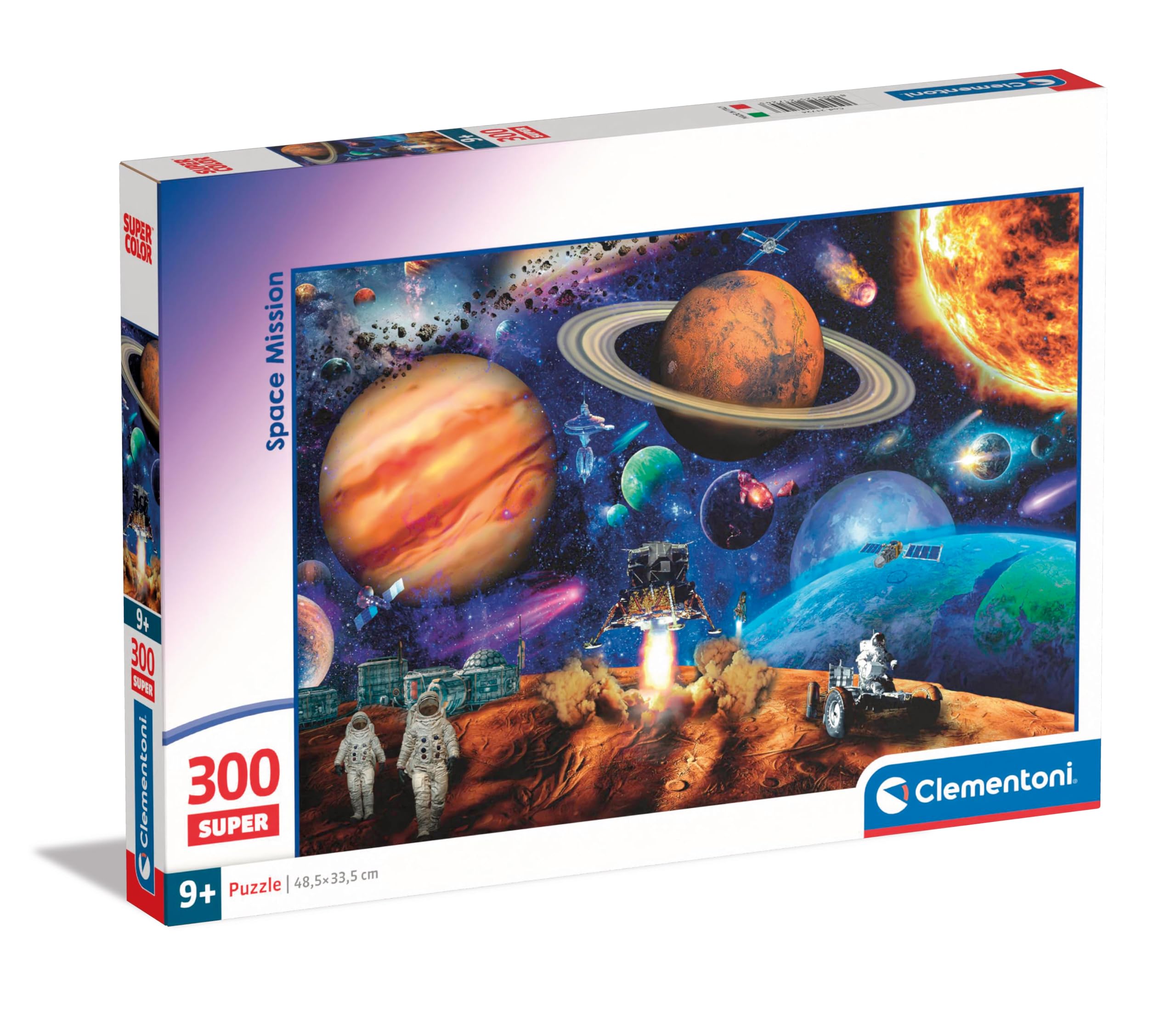 Clementoni Jigsaw Puzzle Space Mission 300 Pieces - Supercolor Puzzle For Children 9-11 Years, Cartoon, Gift For Boy/Girls, Planets, Stars, Puzzle For Kids, Made In Italy, 21724