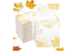 Joyido 50PCS Thanksgiving Maple Leaf Napkins - Heavy Duty Fall Paper Napkins - Thanksgiving Disposable Hand Towels for Friendsgiving Table Decor Party Supplies