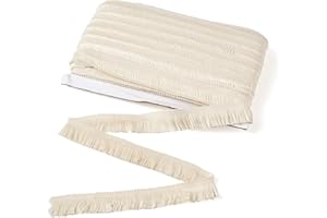 MEGA PET MegaPet Polyester Fringe Tassel Lace Trim 1 Inch x 82 Feet Chainette Fringe Fibre Trim Linen for Sewing Quilting Clothes Accessories Lampshade Curtain Home Decoration