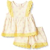 Amazon Essentials x Sofia Grainge Toddlers and Baby Girls' Cotton Eyelet Top &amp; Shorts Play Set, Multipacks