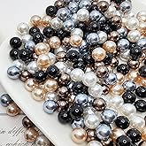 Niziky 300PCS 8mm Dark Color Loose Pearls, Round No Hole Pearls Vase Fillers, Crafts, Wedding, Birthday Party, Home Decoration