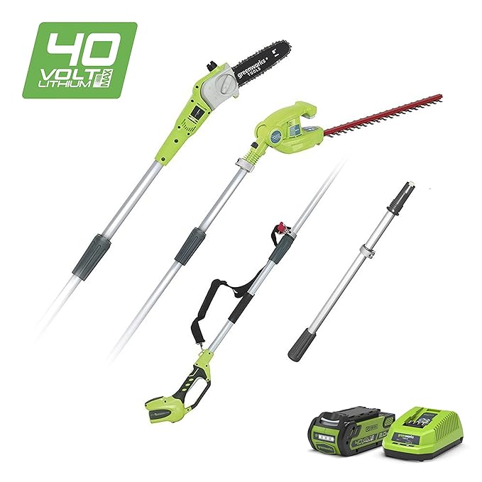 Greenworks 40V Akku-Hochentaster und Teleskop Heckenschere 2-in-1 inklusive 2Ah Akku und Ladegerät - 1300607UA
