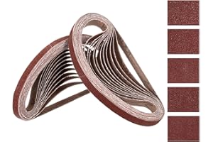 Kozelo 20 Pcs Sanding Belts 1/2 x 18 Inch 60/80/120/180/240 Grit Aluminum Oxide Abrasive Sandpaper for Belt Sander Metal Grin