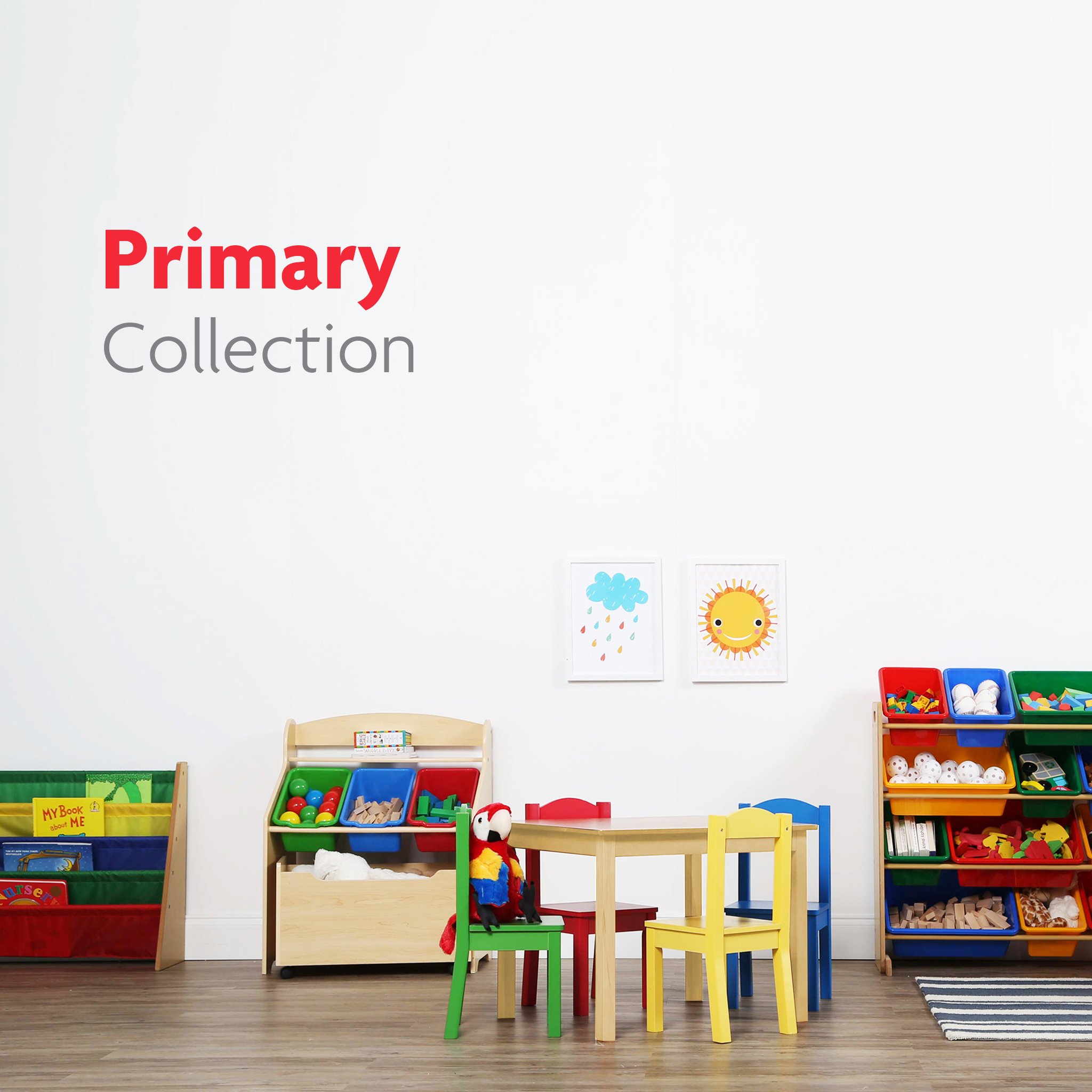 Tot Tutors Kids Plastic Table and 4 Chairs Set, Primary Colors (Primary Collection)