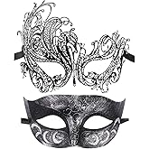 Coddsmz Couple Mask Half Venetian Masquerade Ball Mask Mardi Gras Mask Christmas Cosplay Costume Halloween Party Mask 2 Pack