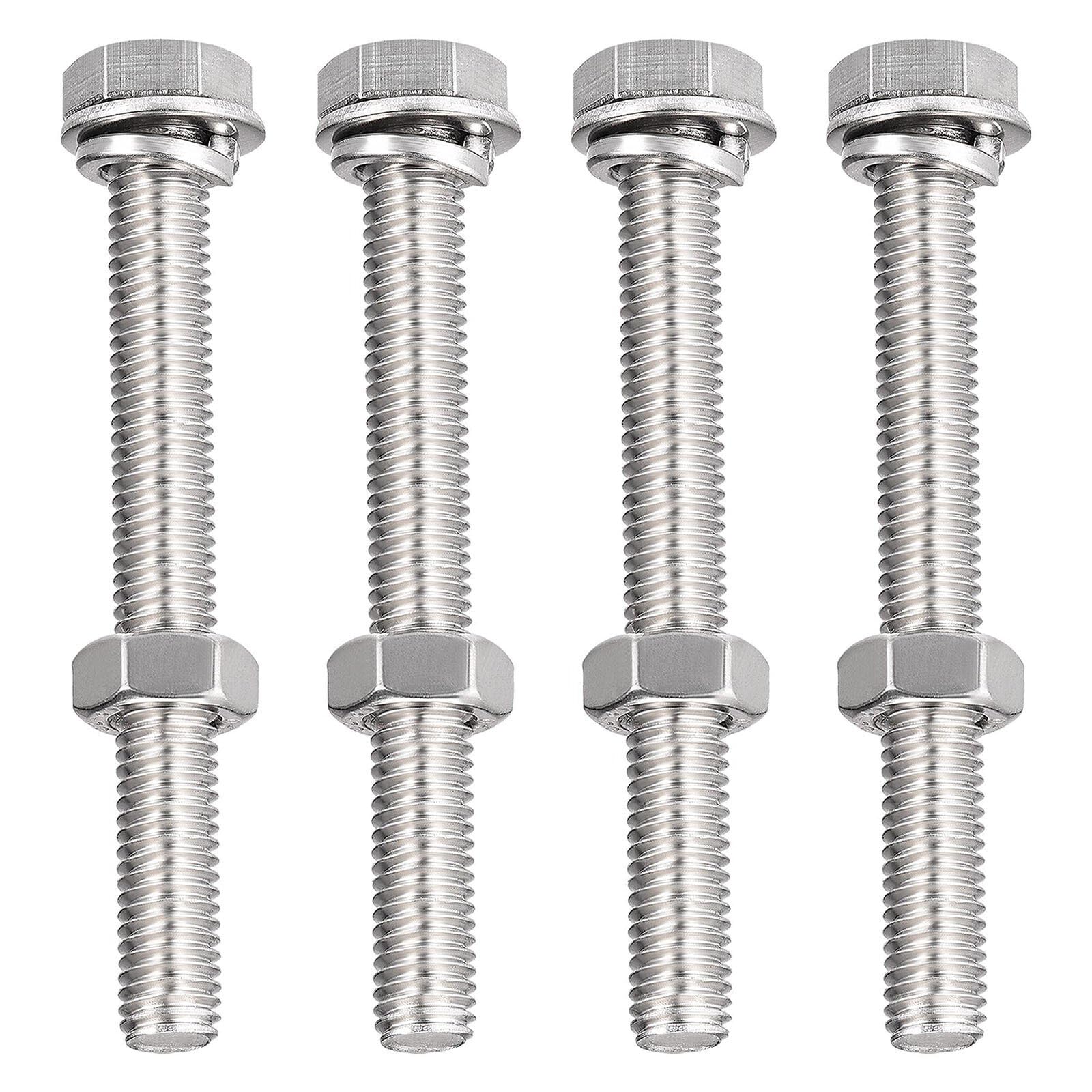 TA-VIGOR 4Pcs M8 x 16mm Hex Head Screws Bolts, Nuts, Flat & Lock Washers Kits, Fully Thread Hexagon Bolts, High Tensile Cap Screws for Metal Work, Automotive Machinery, Bike Motorcycles Repair