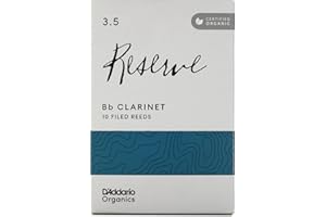 D'Addario Organic Reserve Bb Clarinet Reeds - Reeds for Clarinet - Individually Sealed - 3.5 Strength, 10 Pack
