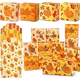 Humyoun 100 Pcs Thanksgiving Cookie Boxes with Window, Fall Maple Leaf Pumpkin Bakery Treat Box Paper Gift Container for Fall Harvest Party Birthday Supplies Desserts Candy Cupcake