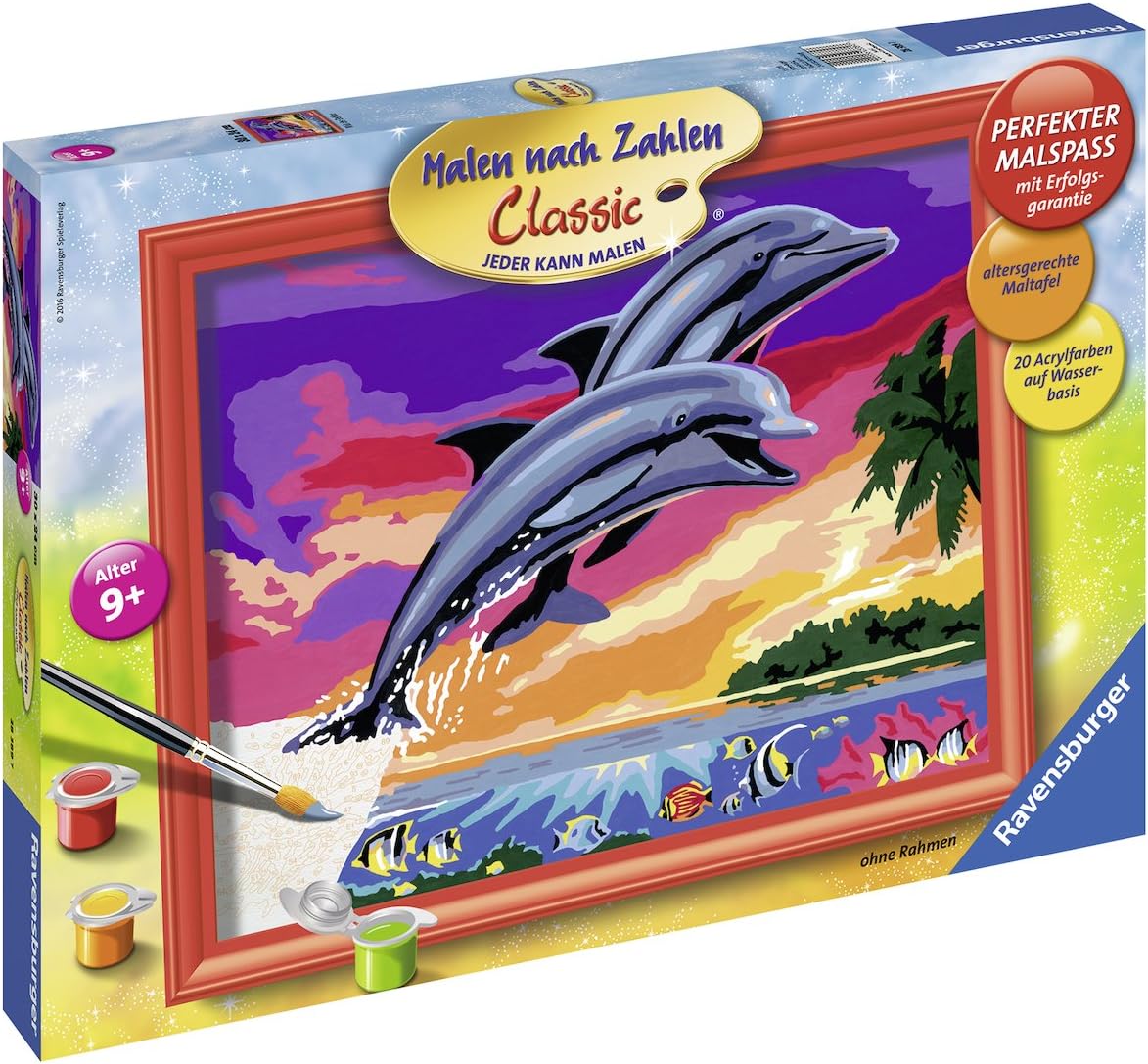 Ravensburger Malen nach Zahlen 28389 - Welt der Delfine, 24 x 30 cm
